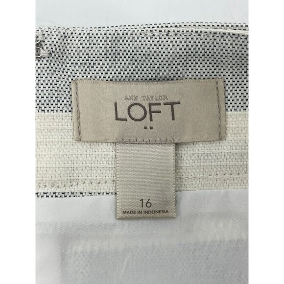 Ann Taylor Loft Women's Gray White Striped Lined Button Front Skirt Size 16 - Picture 7 of 13